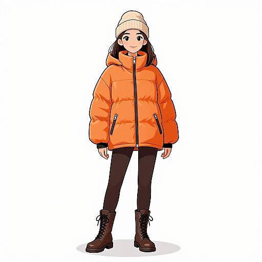 Smiling Woman in Bright Winter Wear