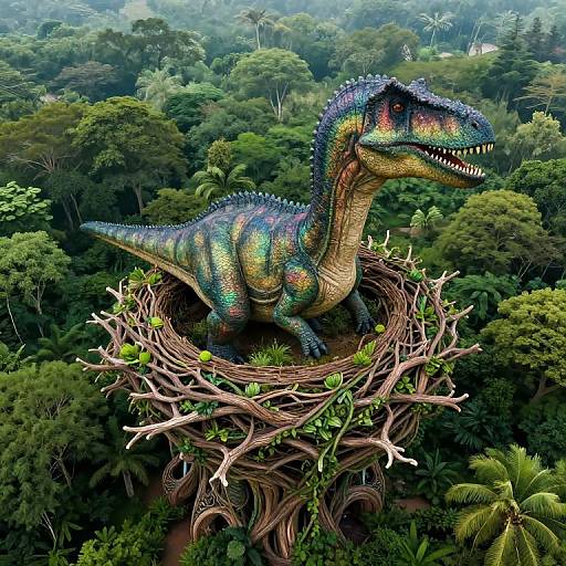 Surreal Dinosaur and Forest Architecture