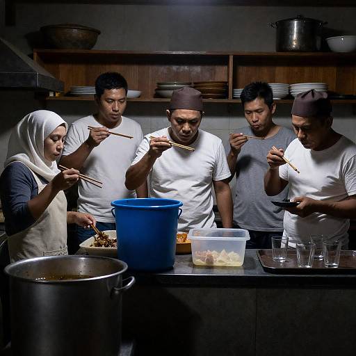 Candid Moments in a Cozy Asian Kitchen