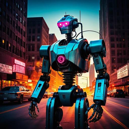 Detroit Robot in Surreal Vibrant Landscape Detroit Robot in Surreal Vibrant Landscape