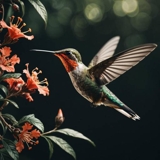 Close-Up Hummingbird with Floral Patterns