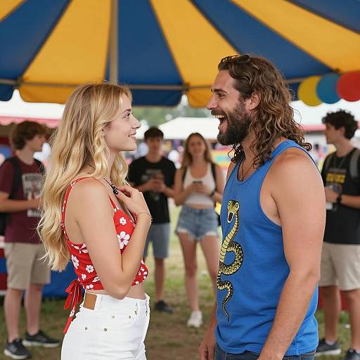 Vibrant Carnival Scene with Colorful Characters