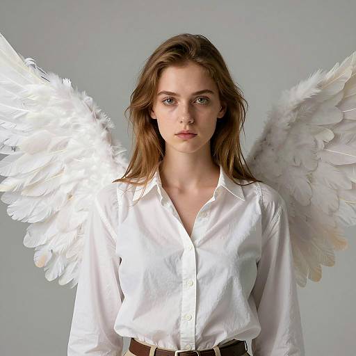 Young Woman Wearing Angel Wings Costume