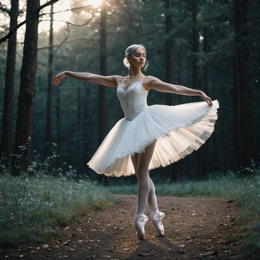 Graceful Ballerina in Serene Forest Dawn