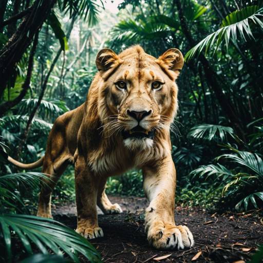 Fierce Lioness in Tropical Armor