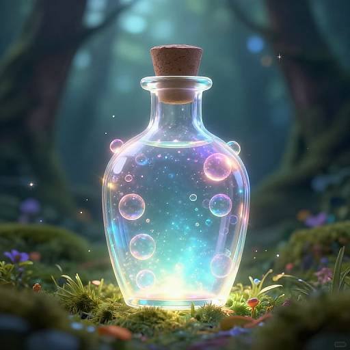 Glowing Potion in Mystical Forest