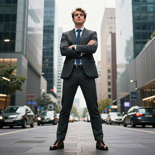 Visionary Leader in Futuristic Urban Setting