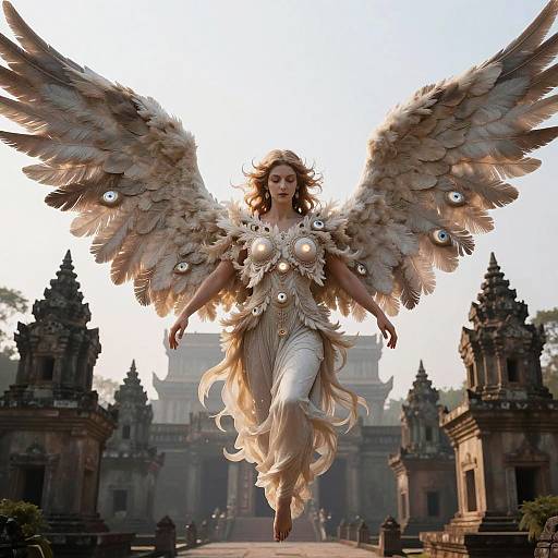 Multi-Eyed Angel Above Ancient Temple