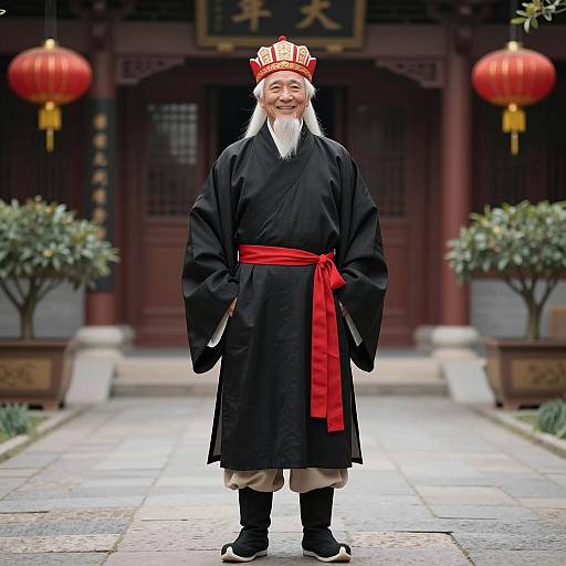 Elderly Man in Traditional Chinese Taoist Costume