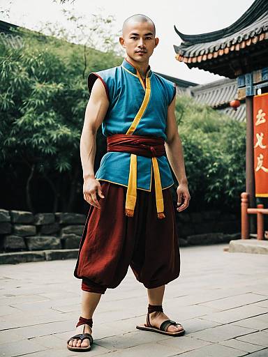 Adult Aang Costume Full Body Display