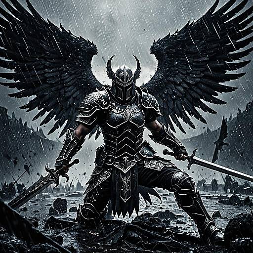Fallen Angel Warrior in Dark Armor