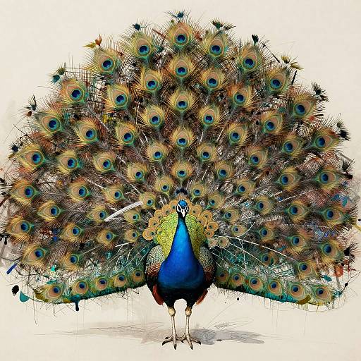 Baroque Basquiat-Style Regal Peacocks