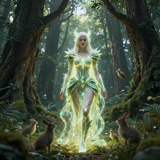 Mystical Forest Guardian with Ethereal Glow