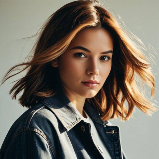 Young Woman with Caramel Brown Hair and Denim Jacket
