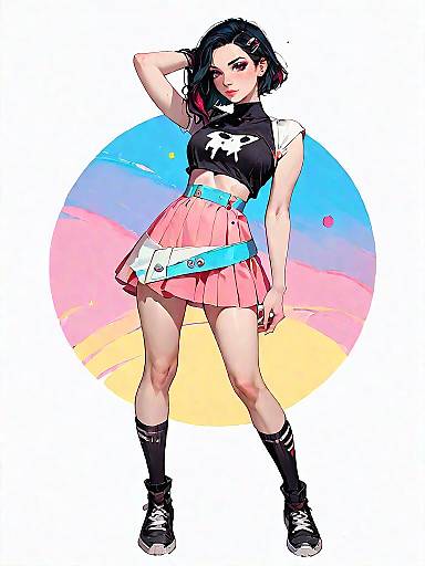 Trendy Young Woman in Fashionable Outfit