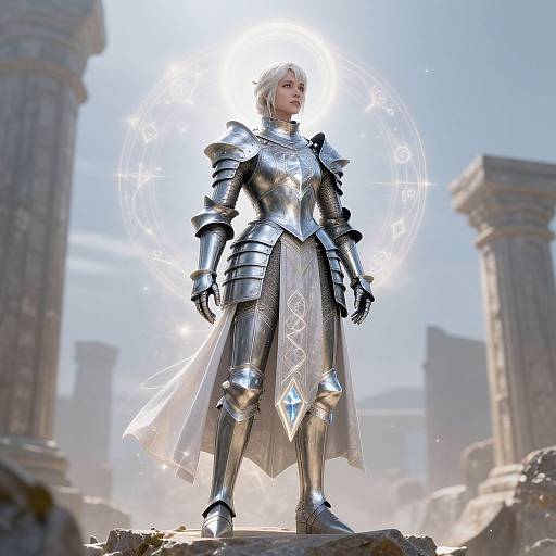 Ethereal Female Knight in Crystal Armor