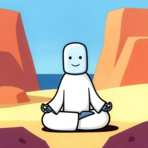 Meditating Robot in Abstract Landscape