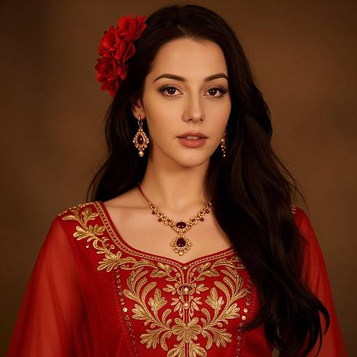 Elegant Woman in Red Dress