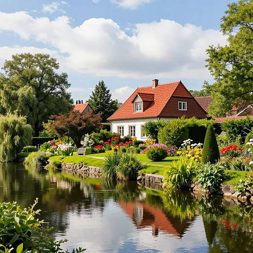 Tranquil Countryside Riverbank Garden