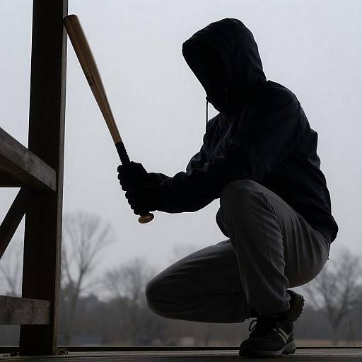 Mysterious Figure with Baseball Bat