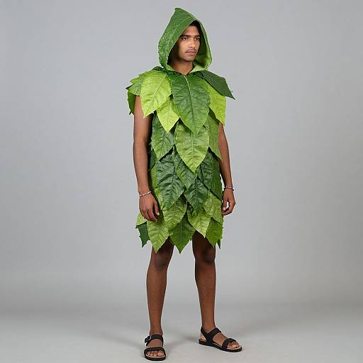 Realistic Male in Green Leaf Costume