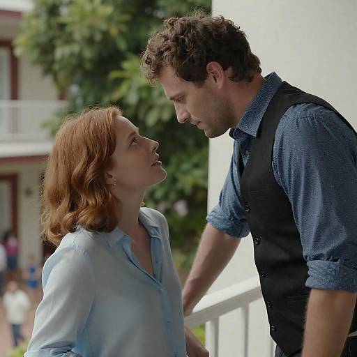Intimate Balcony Moment Between Couple