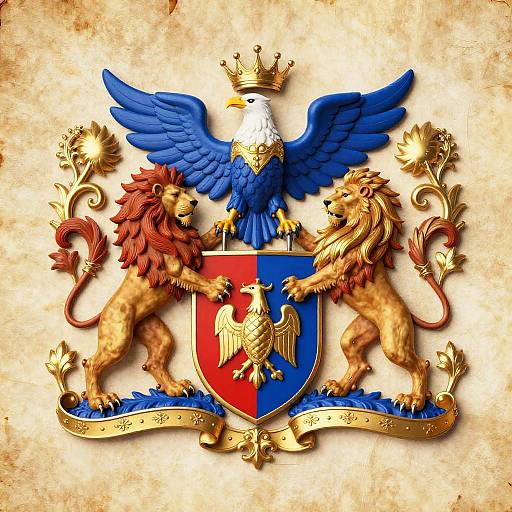 Majestic Lion and Eagle Coat of Arms