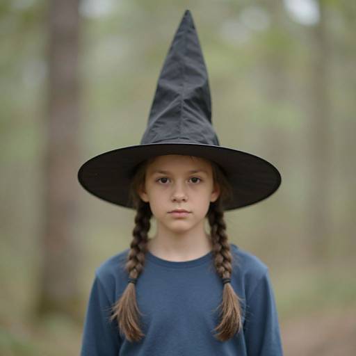 Boy in Pilgrim Witch Hat Outdoors