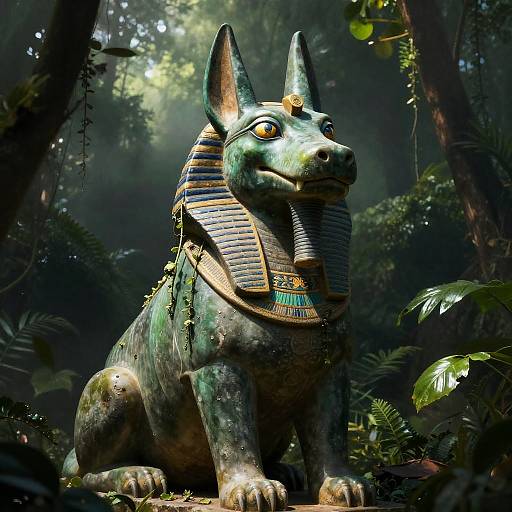 Ancient Sobek Statue in Jungle