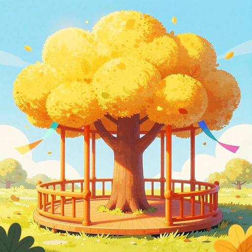 Vibrant Playful Tree Pavilion Art