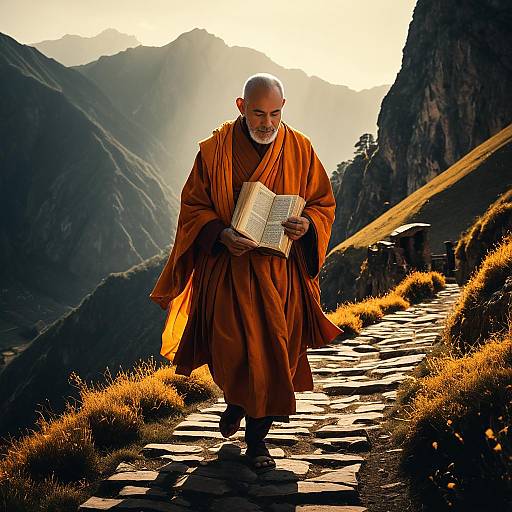 Dramatic Elderly Monk Portrait in Monastery