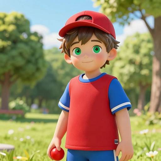 Playful Boy in Sunny Park