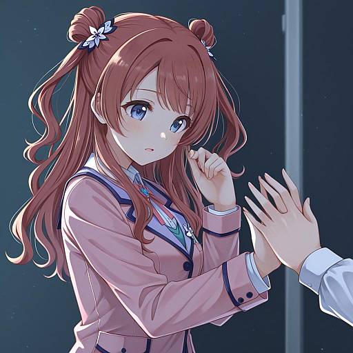 Illustration of Hanami saki, gakuen idolmaster in the style of Shuga (soranote)