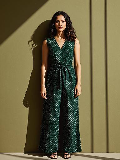 Cinematic Fashion: Green Jumpsuit Portrait