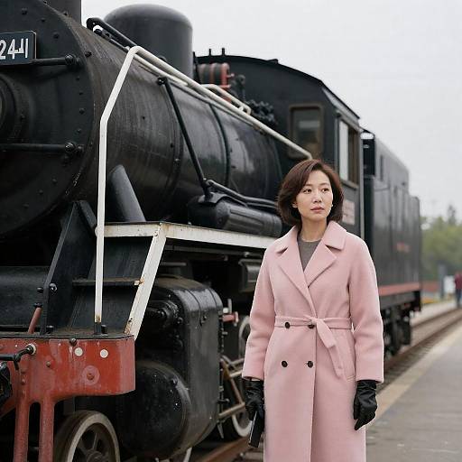 Asian Woman by Classic Steam Locomotive