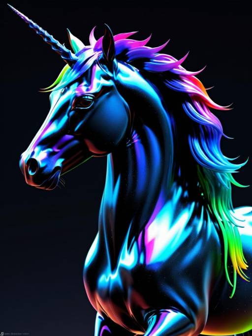 Neon Glowing Unicorn Portrait