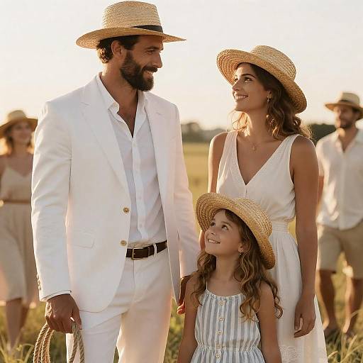 Charming Family Portrait in Sunlit Field