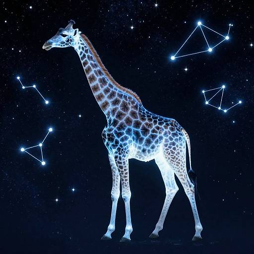 Celestial Translucent Giraffe Among Stars