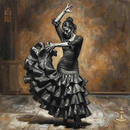 Charcoal Flamenco Dance Portrait
