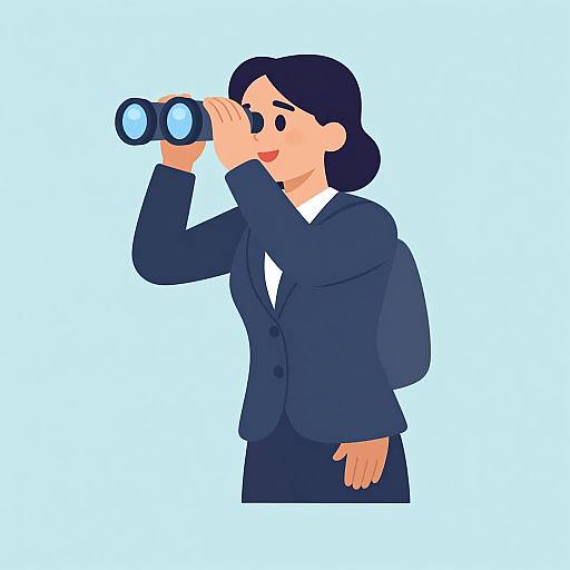 Businesswoman Searching Job with Binoculars