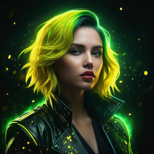 Futuristic Woman with Neon Green Hair