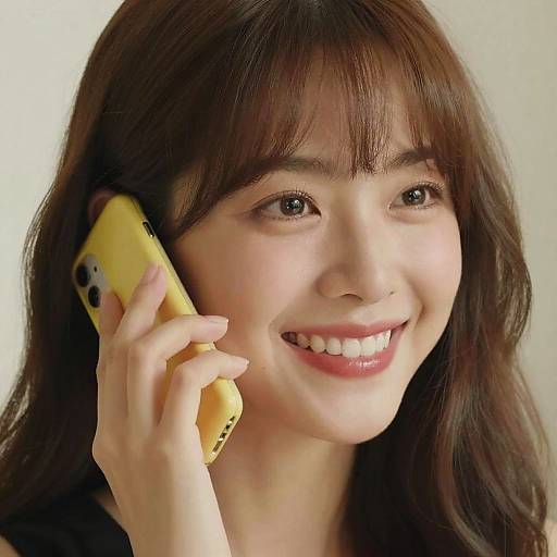 Smiling Woman with Yellow Phone