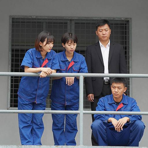 Industrial Gathering on Metal Balcony
