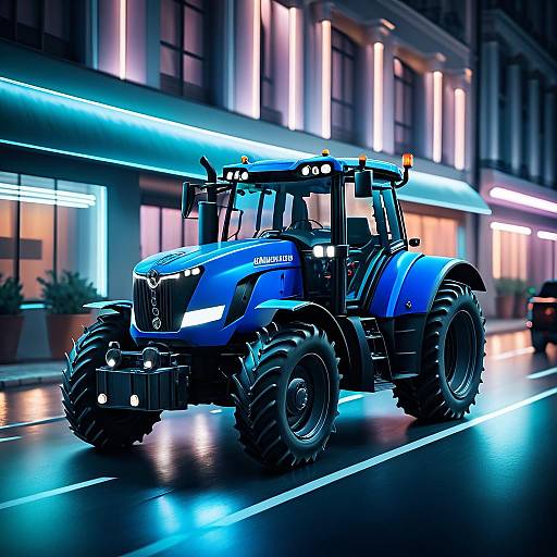 Cyberpunk Lukashenko Driving a Tractor