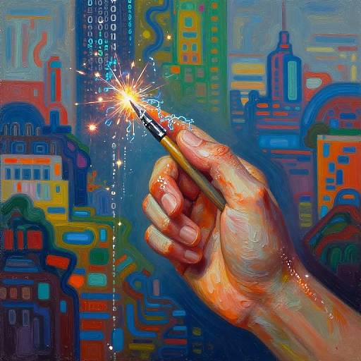 AI Hand Morphing Into Binary Brushstrokes