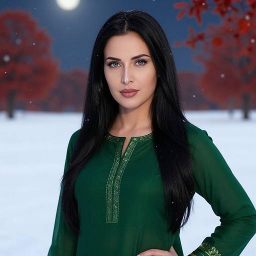 Graceful German Woman in Green Salwar Kameez