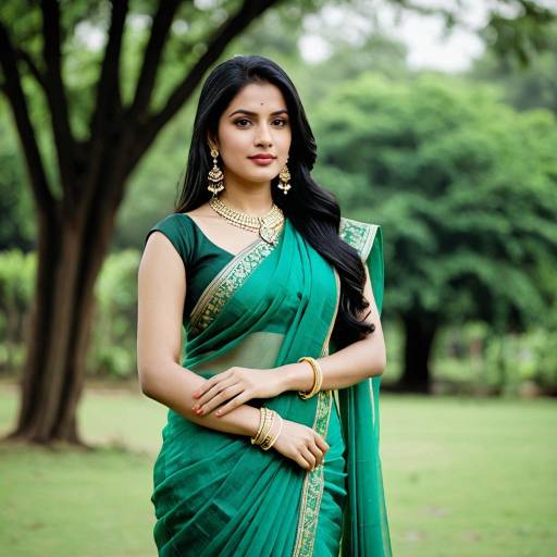 Elegant Organza Saree Outdoor Portrait