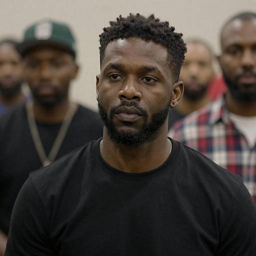 Serious Black Man in Crowded Room