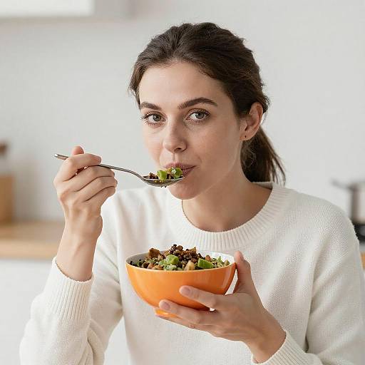Bright Portrait of Woman with Food