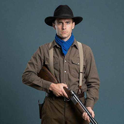 Serious Man with Shotgun Portrait